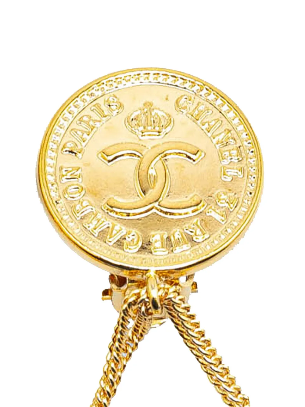 Pre-owned Chanel 1993 Cc Gold Plated Flap Bag Drop Clip On Earrings Costume Earrings