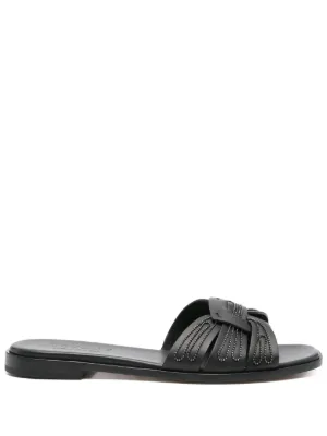 FERRAGAMO ブラック クロスストラップ サンダル　26.0 サイズ7 Ferragamo クロスストラップ サンダル | ブラック | FARFETCH JP
