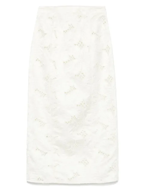 Genny falda midi con bordado floral