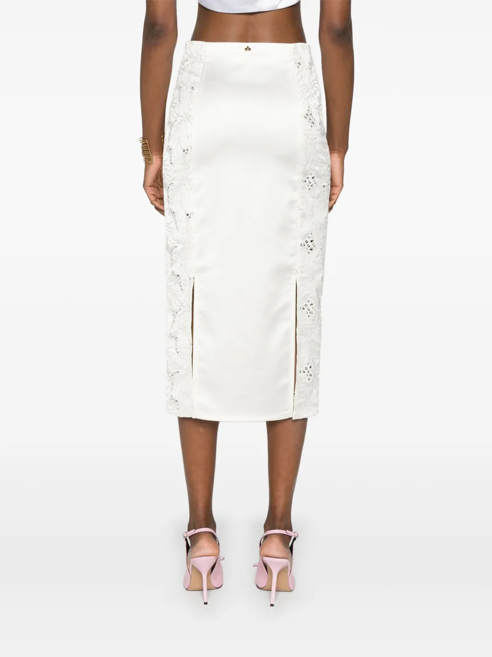 GENNY FLORAL-EMBROIDERED MIDI SKIRT