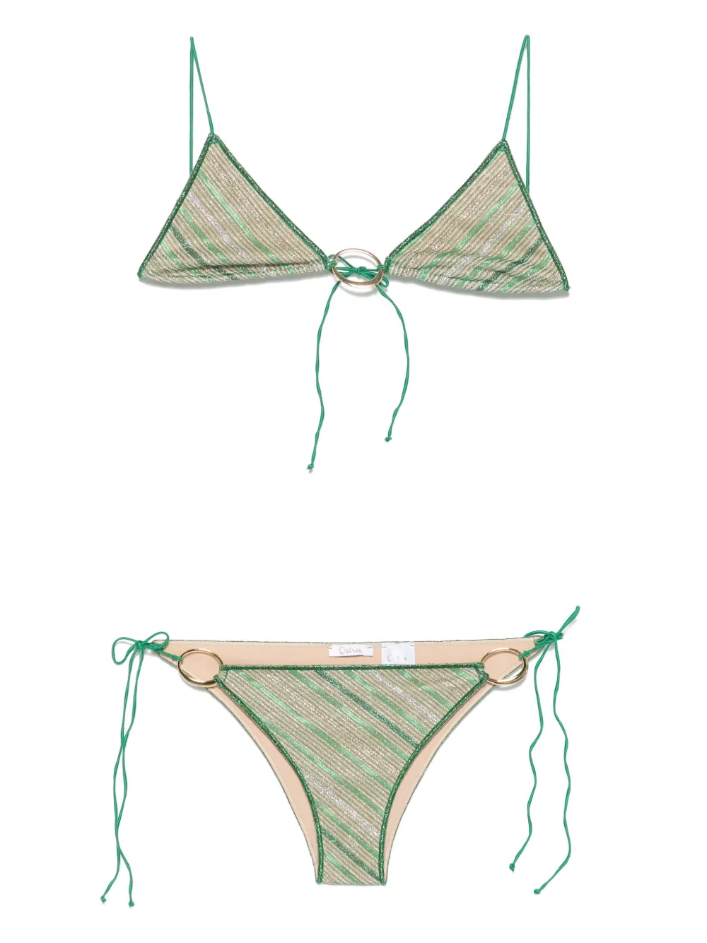 Oséree striped O-plaque bikini | Green | Image 1