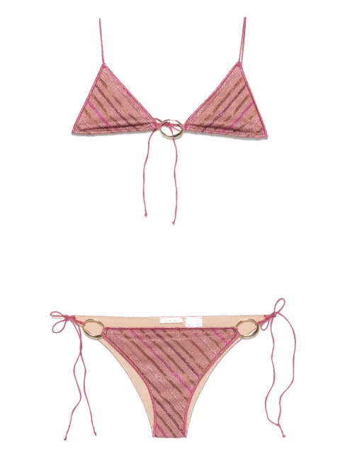 Oséree striped O-plaque bikini