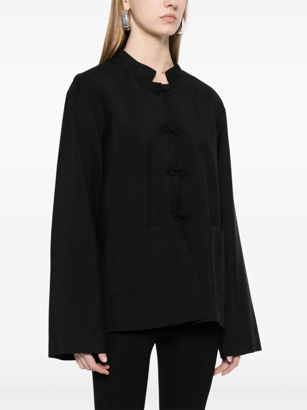 Róhe Pankou Closure Jacket in Black, view 3