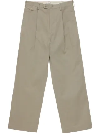 AURALEE リネンチノパンツ Auralee ピンタック チノパンツ | グリーン | FARFETCH JP
