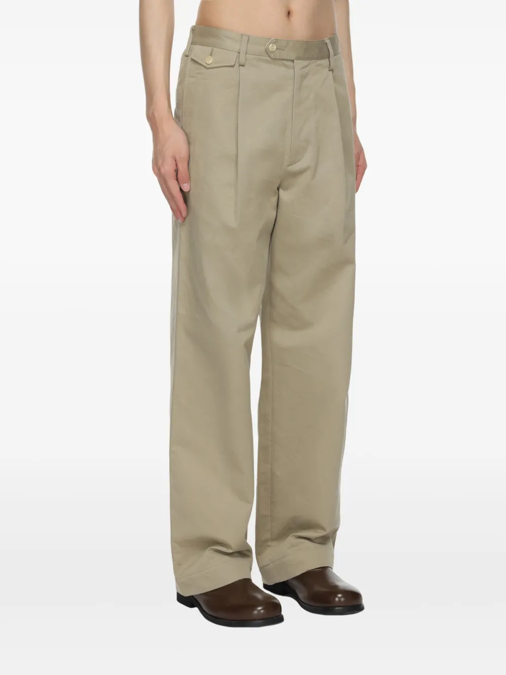Auralee Chino broek met gesmockt detail Groen