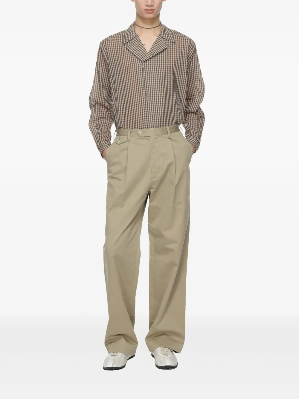 Auralee Chino broek met gesmockt detail Groen
