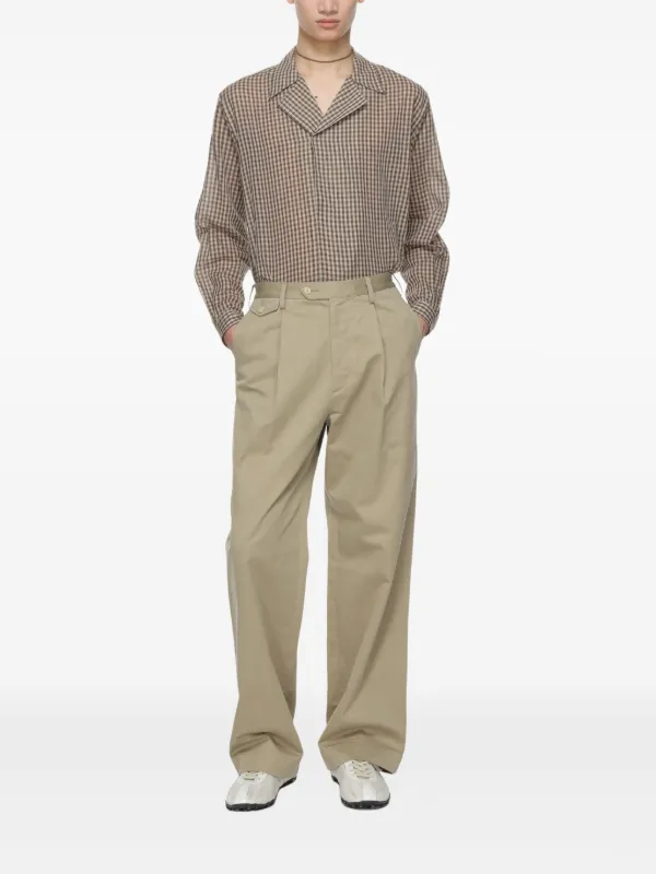 Auralee pintuck-detail Chino Trousers | Green | FARFETCH