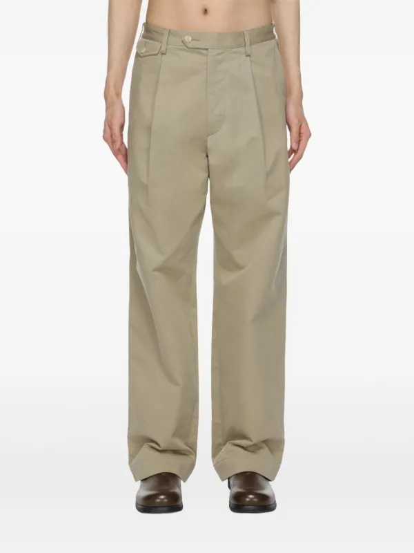 Auralee pintuck-detail Chino Trousers | Green | FARFETCH