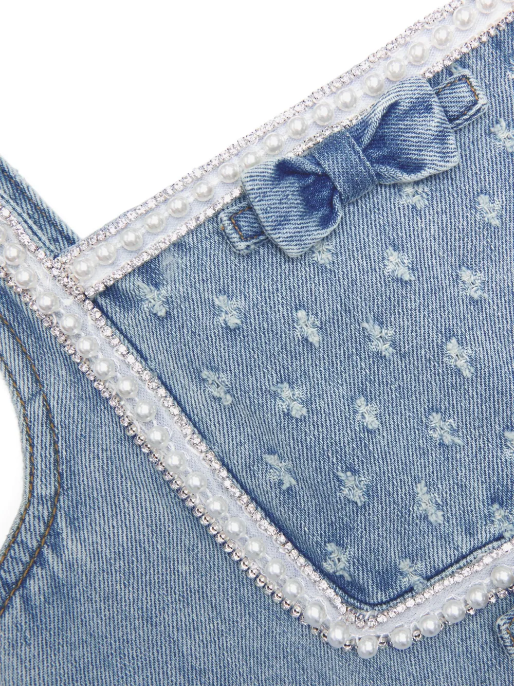 Self-Portrait Kids Spijkerjurk met kralendetail Blauw
