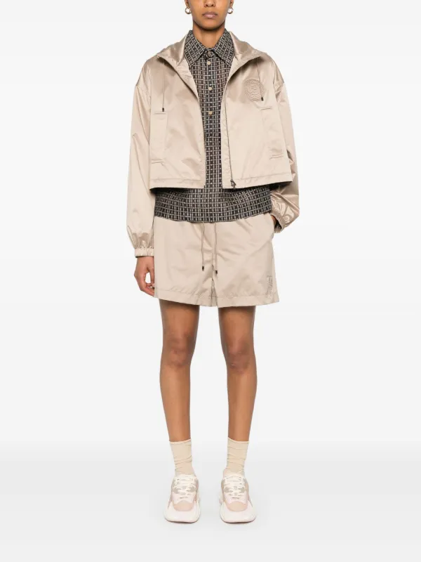 FENDI logo-patch Jacket | Neutrals | FARFETCH