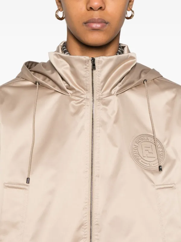 FENDI logo-patch Jacket | Neutrals | FARFETCH