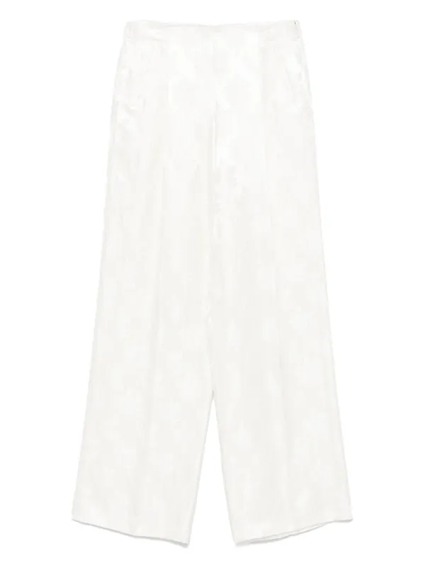 Fendi Floral-jacquard Trousers in White