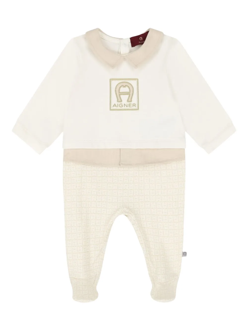Aigner Kids Romper met geborduurde kraag Beige