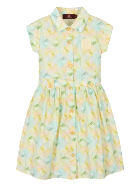 Aigner Kids فستان كاروهات بأكمام قصيرة