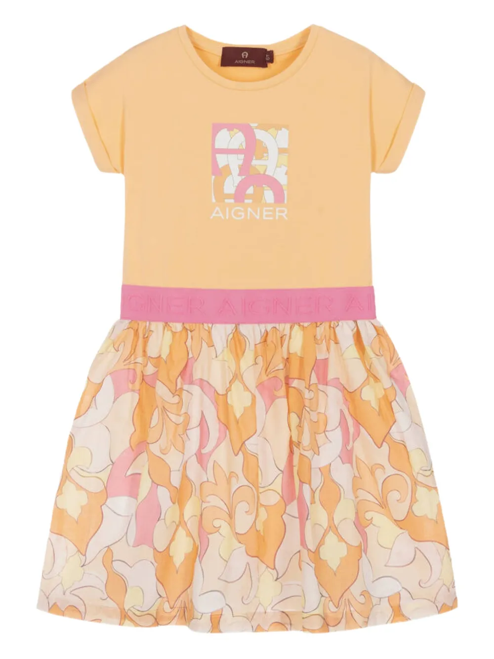 Aigner Kids Jurk met logoprint Oranje