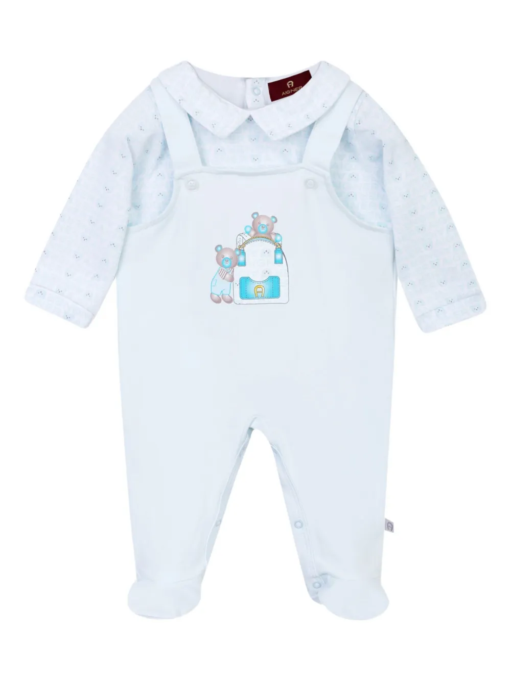Aigner Kids Playsuit met geborduurde beer Blauw