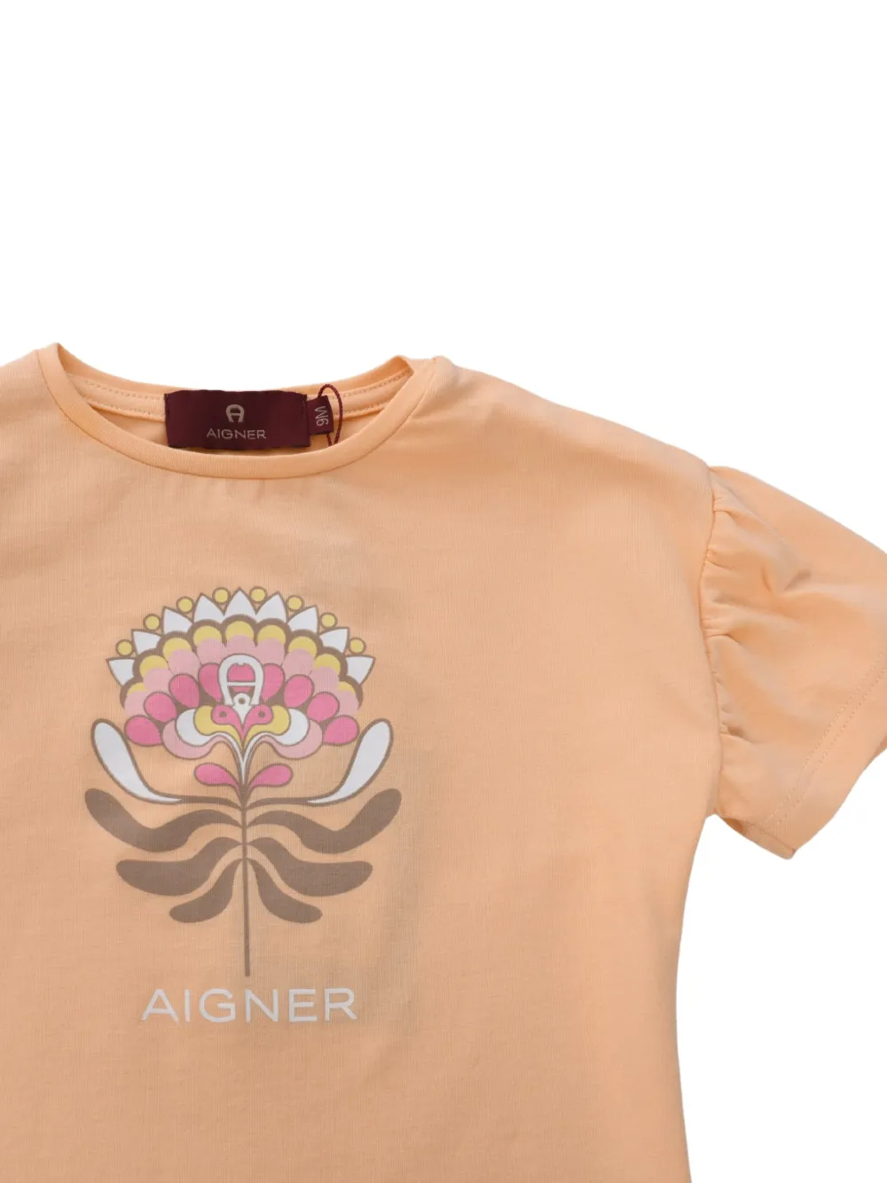 Aigner Kids T-shirt met korte mouwen en bloemenprint Oranje