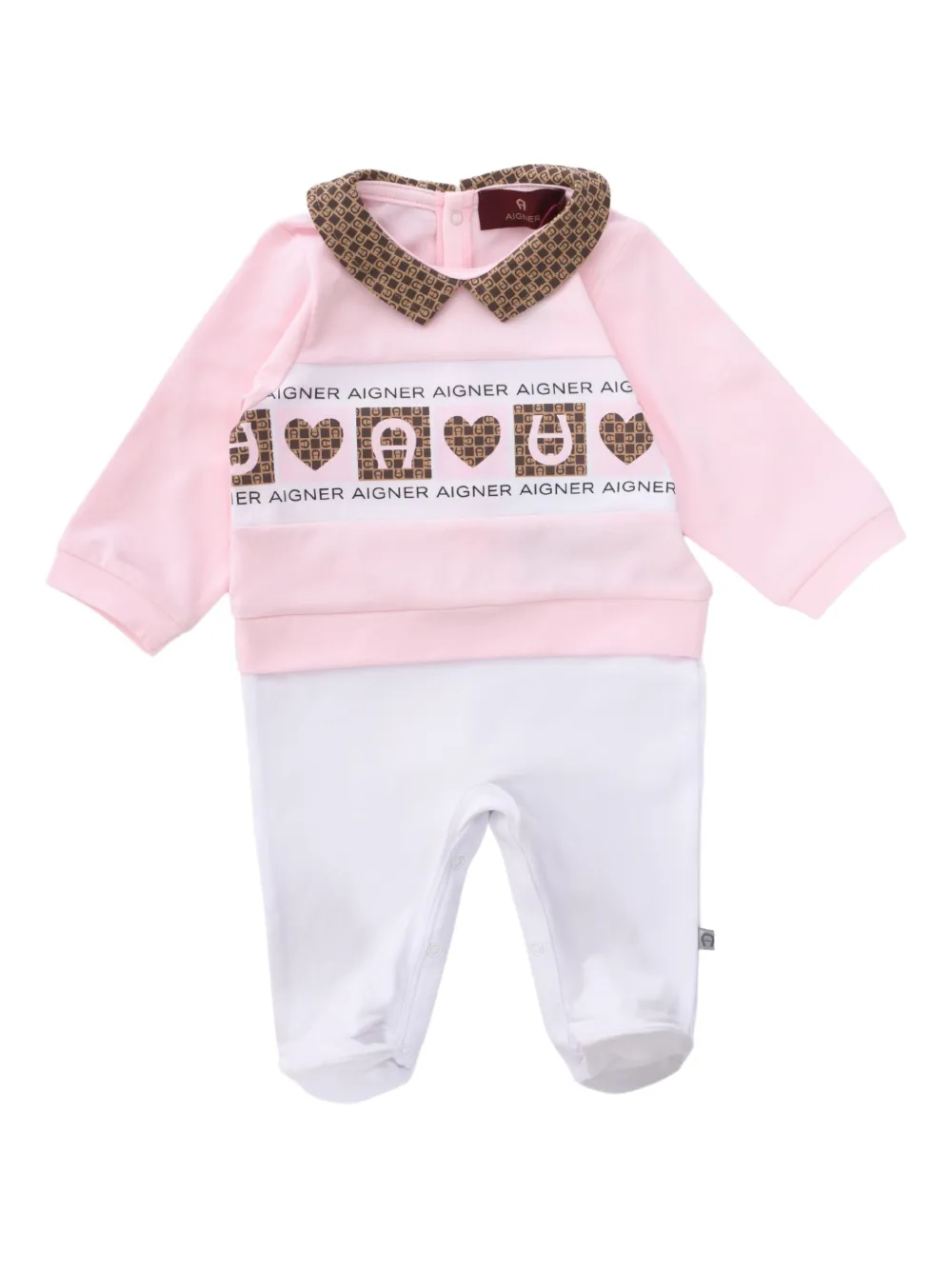 Aigner Kids Romper met kraag detail Roze