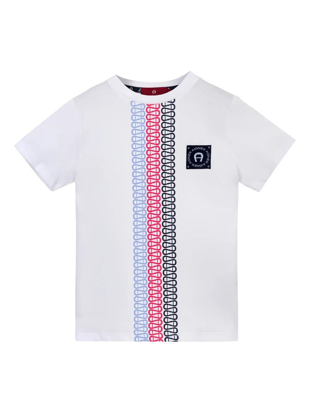 Aigner Kids Gestreept T-shirt met grafisch print Wit