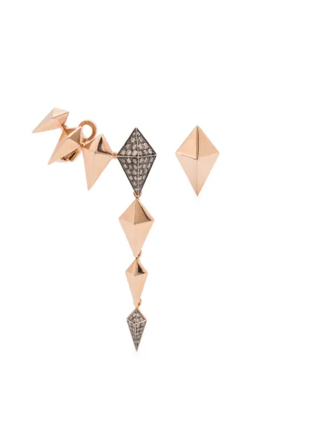Anapsara 18kt rose gold asymmetric diamond earrings