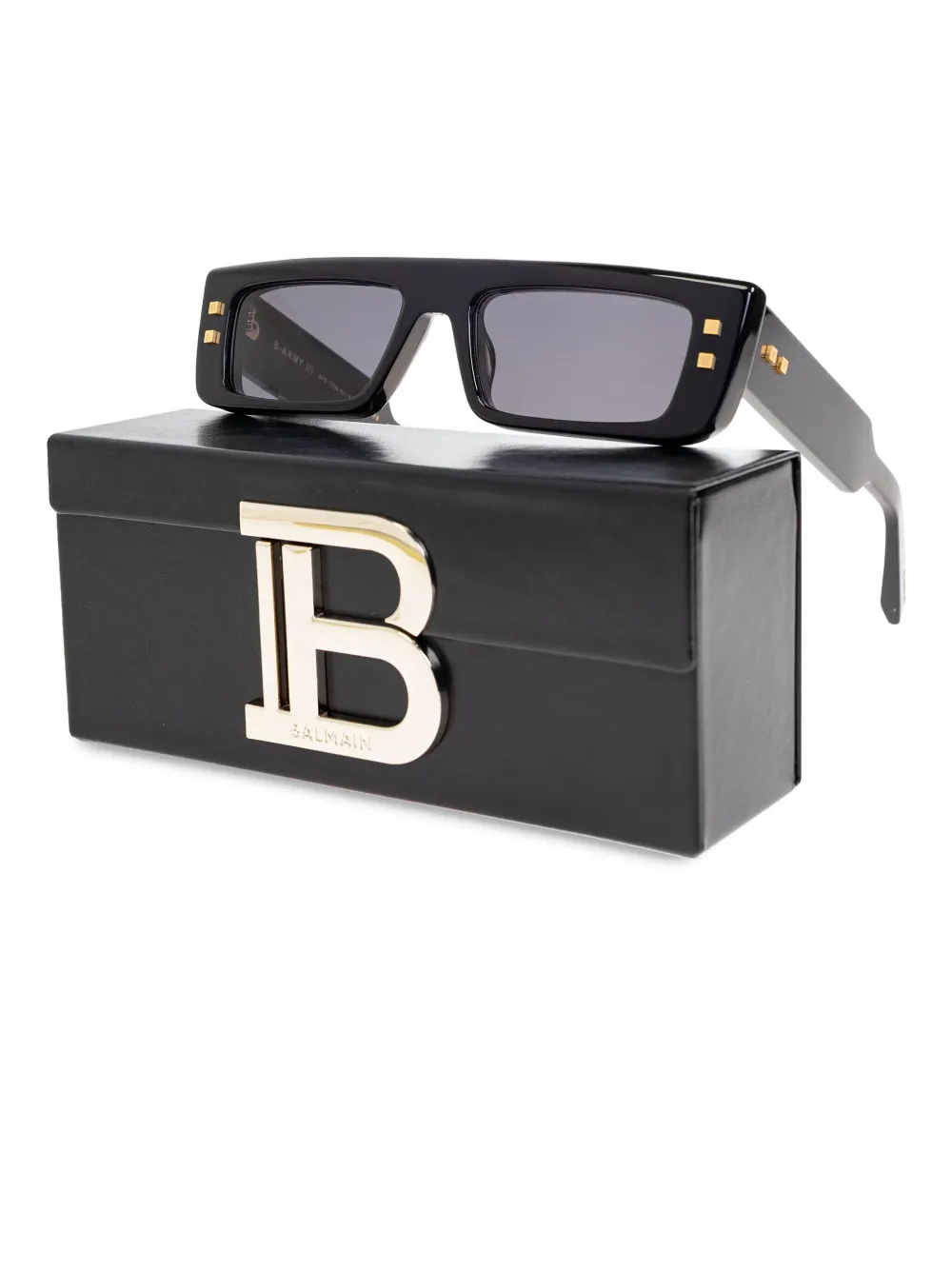 Balmain Eyewear Zonnebril met rechthoekig montuur Zwart