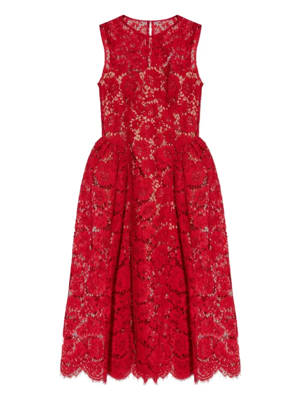 self-portrait 赤 レース ドレス Self-Portrait レースオーバーレイ ドレス | レッド | FARFETCH JP