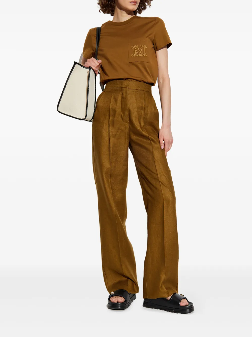 Max Mara T-shirt met logoprint Bruin