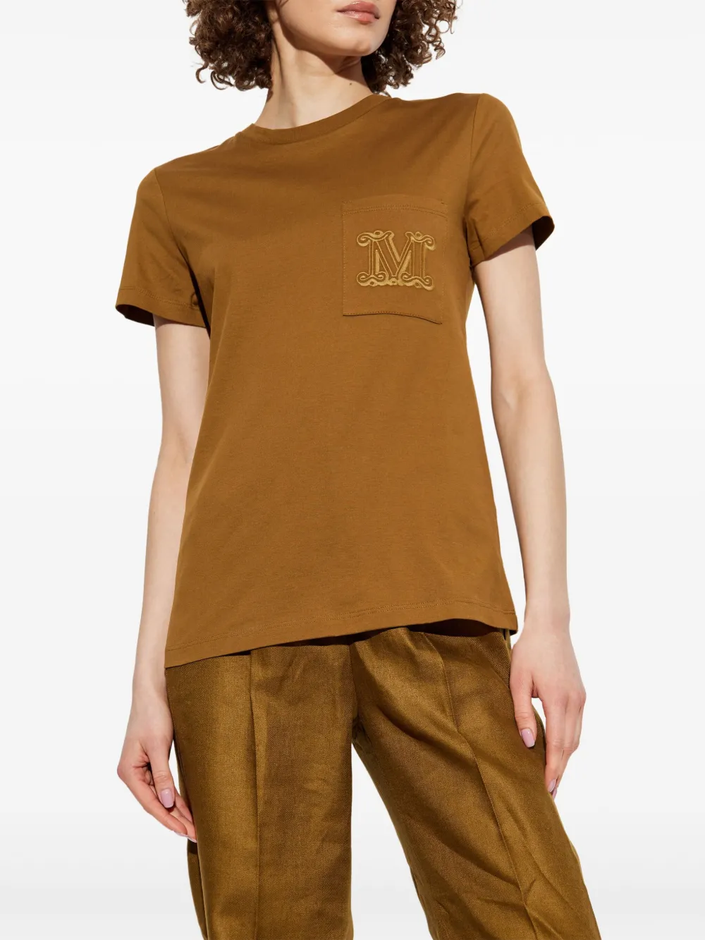 Max Mara T-shirt met logoprint Bruin