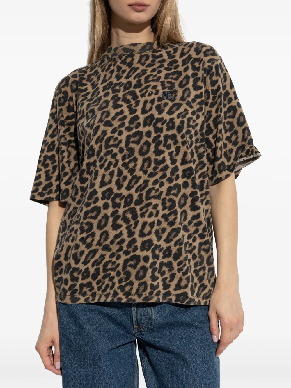 Anine Bing Leopard-print T-shirt In Black