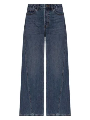 Self-Portrait Flared Denim Mini Dress | Blue | FARFETCH JO