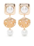 Self-Portrait faux pearl-detail earrings - Gold