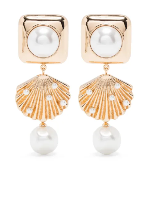 Self-Portrait faux pearl-detail earrings