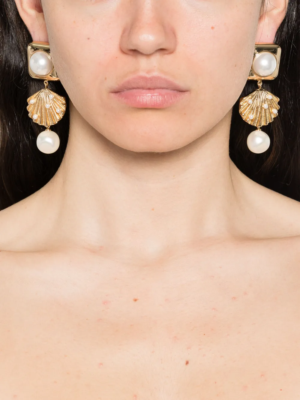 Self-Portrait Oorbellen met imitatieparel - Goud