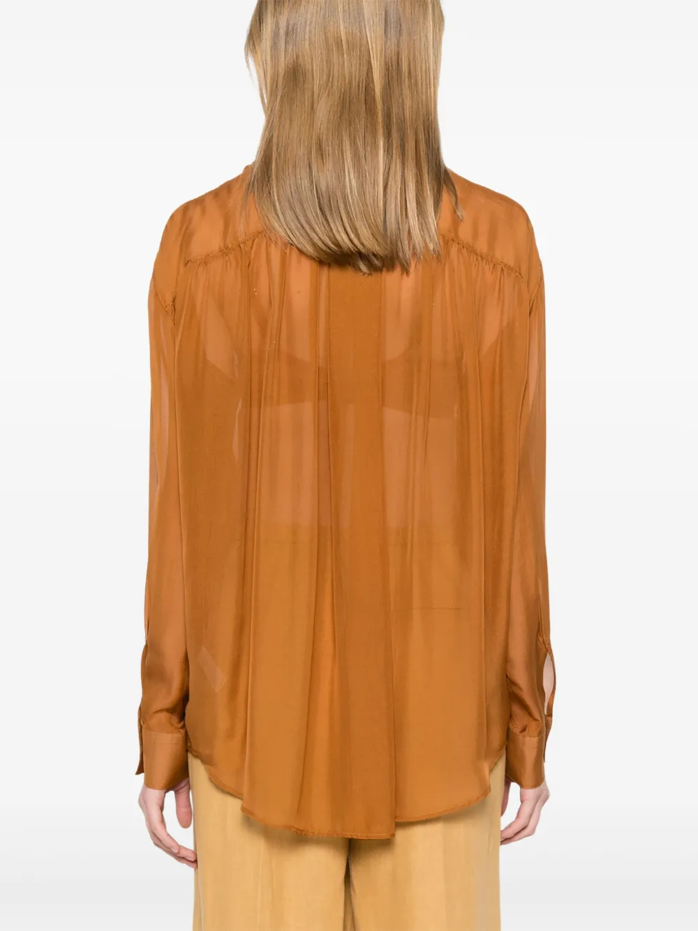 Forte Zijde-chiffon blouse Bruin
