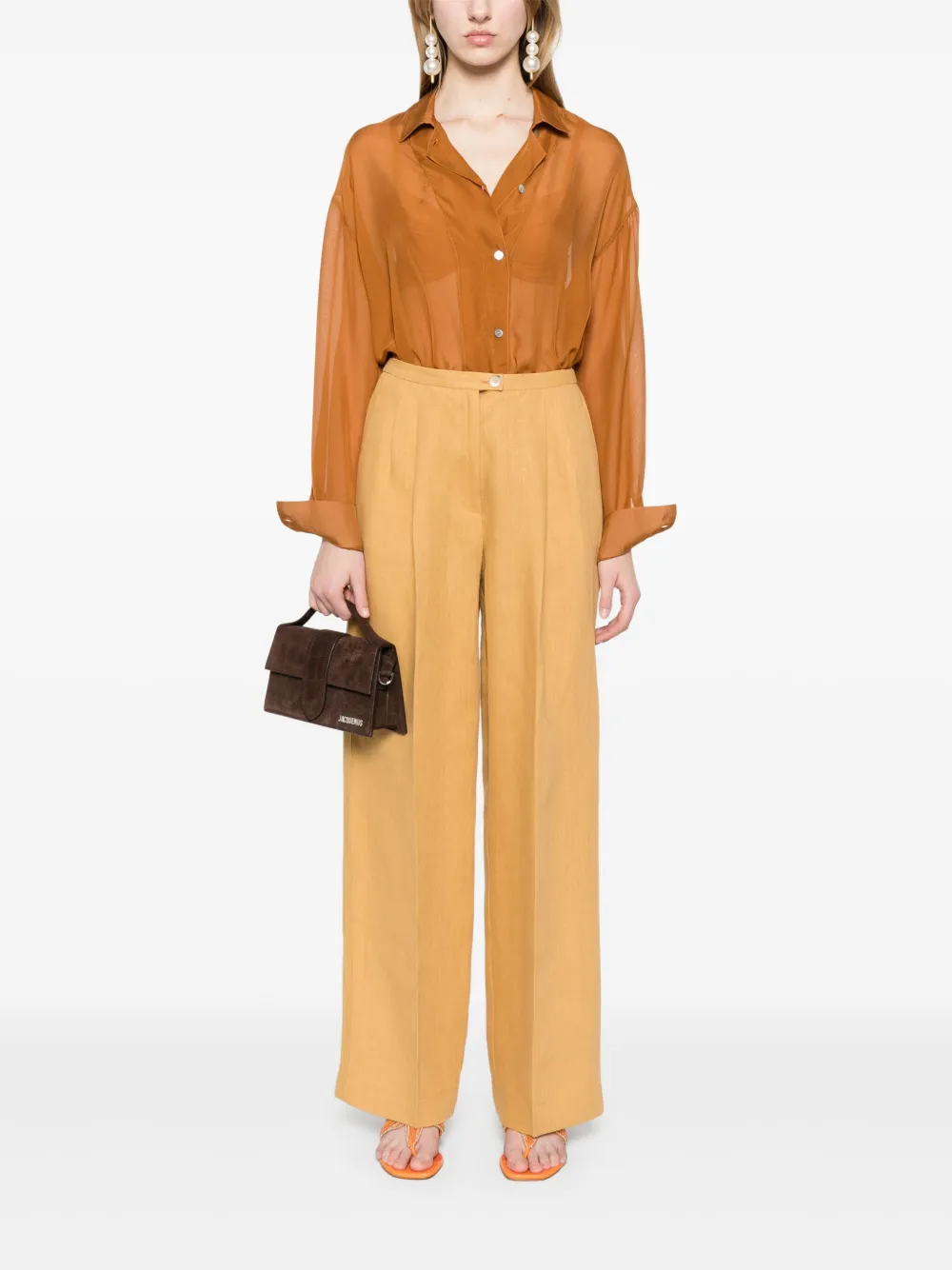 Forte Forte Zijde-chiffon blouse - Bruin
