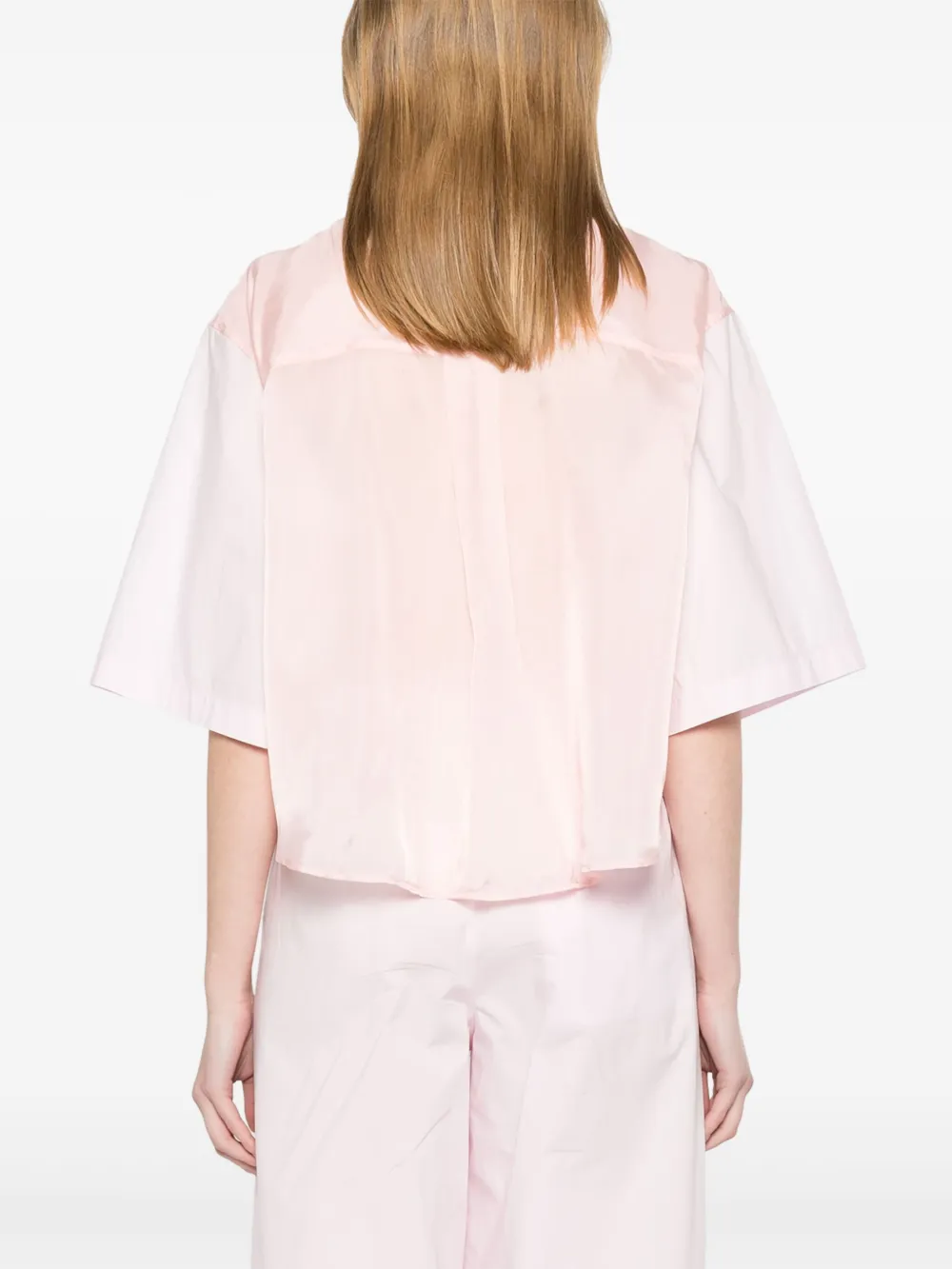 Forte Popeline blouse met halve mouwen Roze