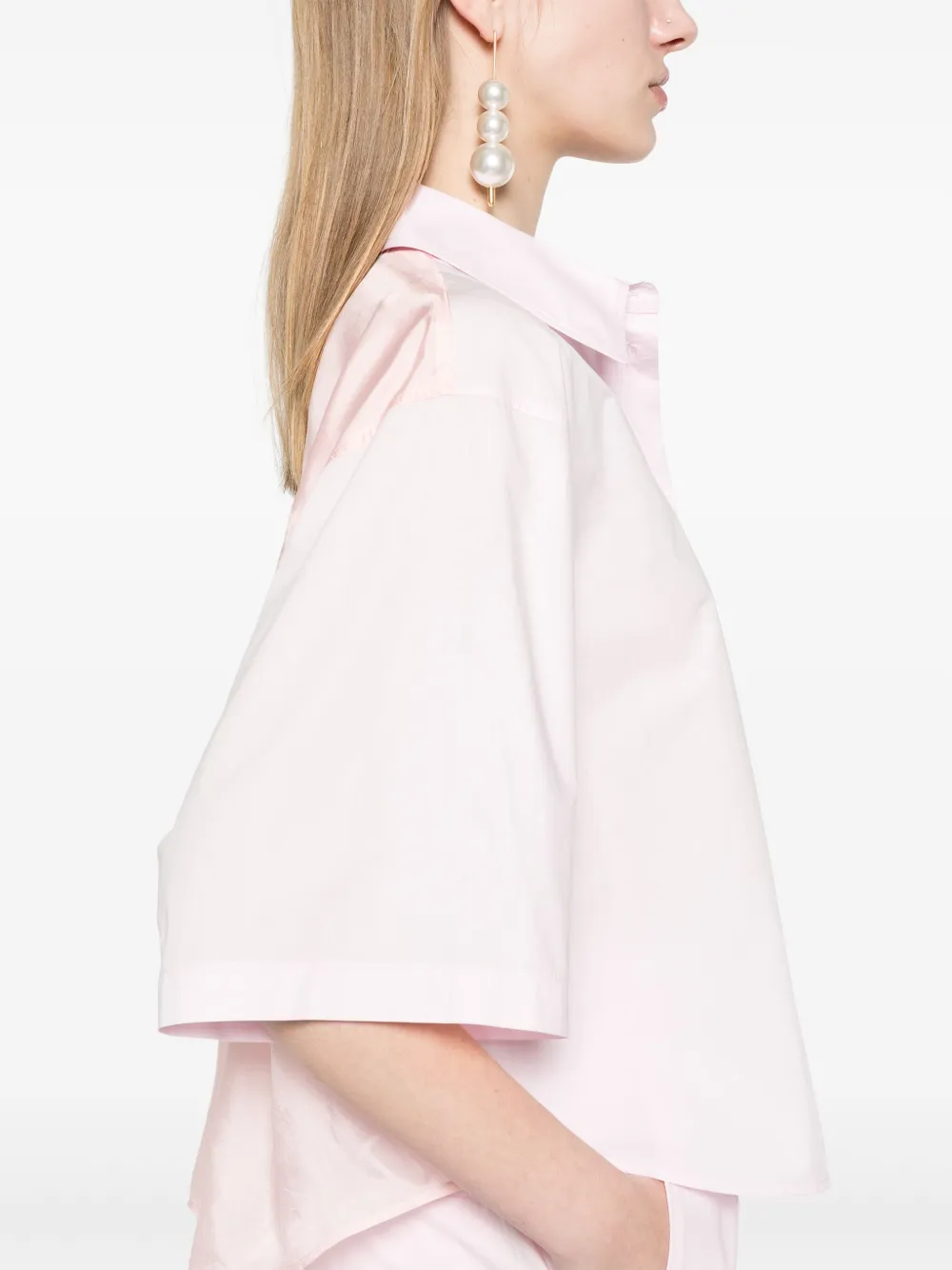 Forte Popeline blouse met halve mouwen Roze