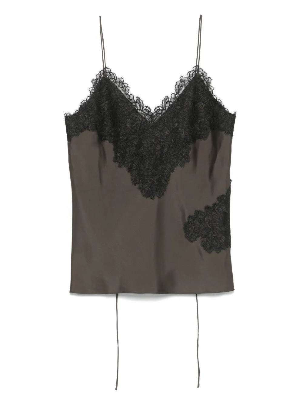 Róhe top de seda con detalle de encaje | marrón | Image 1
