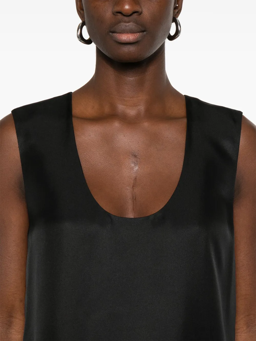 Shop Rohe Scoop-neck Silk Midi Dress In 黑色