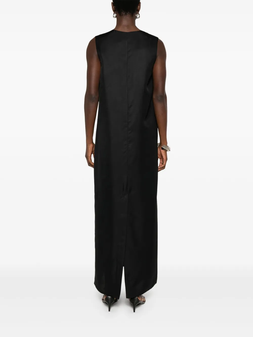 Shop Rohe Scoop-neck Silk Midi Dress In 黑色