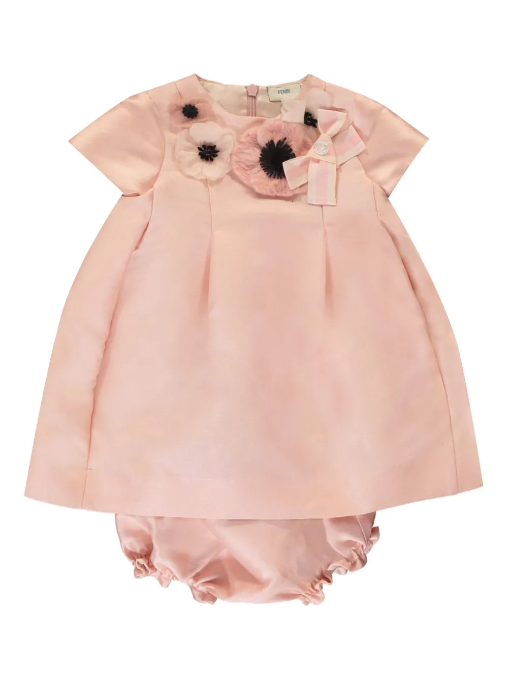 Fendi Kids Jurk met bloe patch Roze