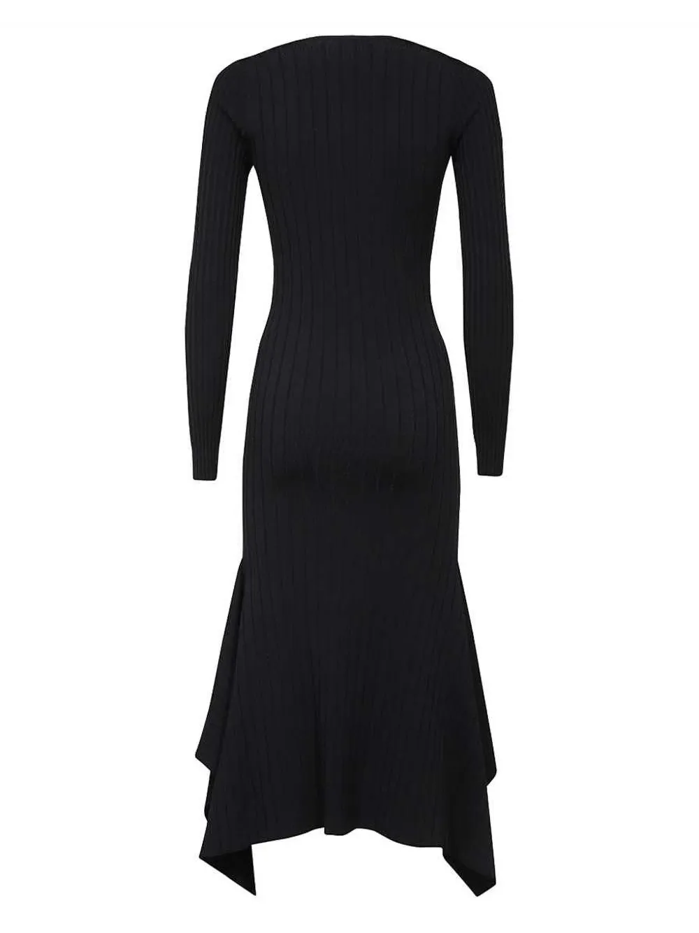 St. John Ribgebreide maxi-jurk met lange mouwen - Zwart