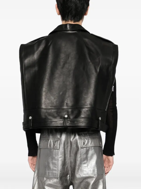 Rick Owens クロップド レザージャケット | ブラック | FARFETCH JP