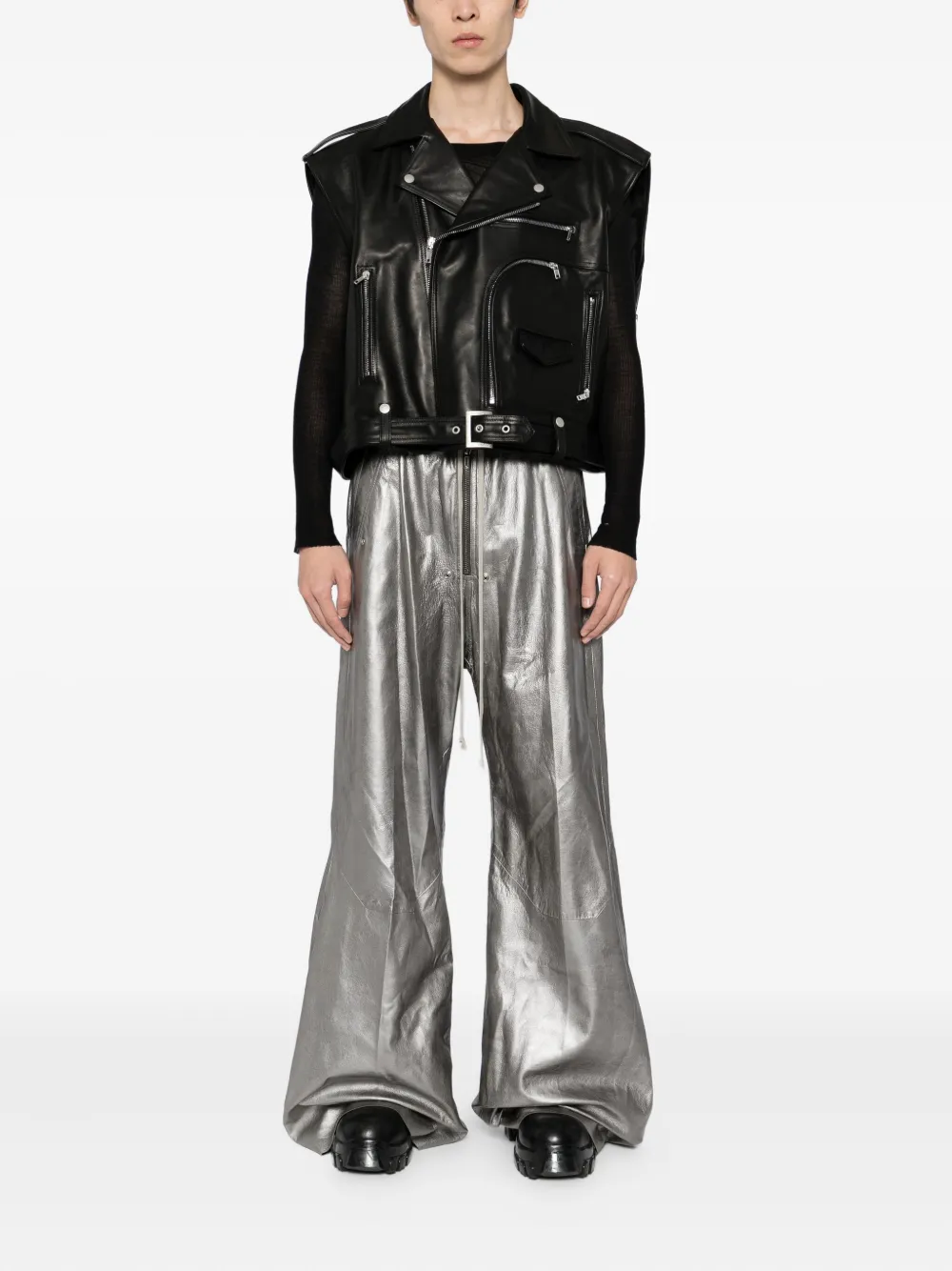 Rick Owens cropped leather jacket | Leather Jackets | Image 2