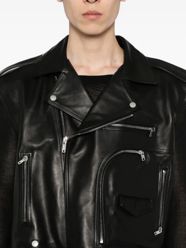 Rick Owens クロップド レザージャケット | ブラック | FARFETCH JP