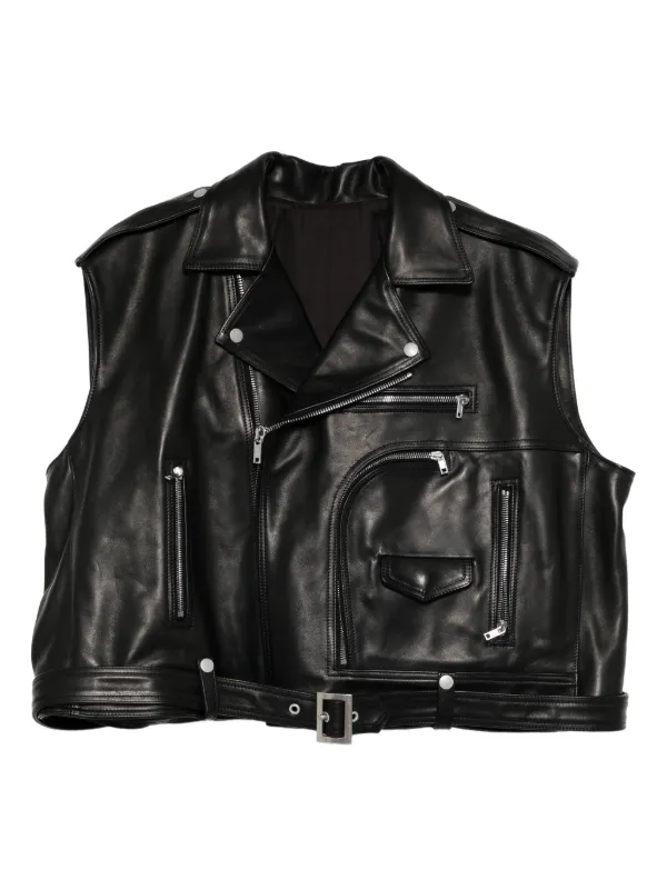 Rick Owens クロップド レザージャケット | ブラック | FARFETCH JP