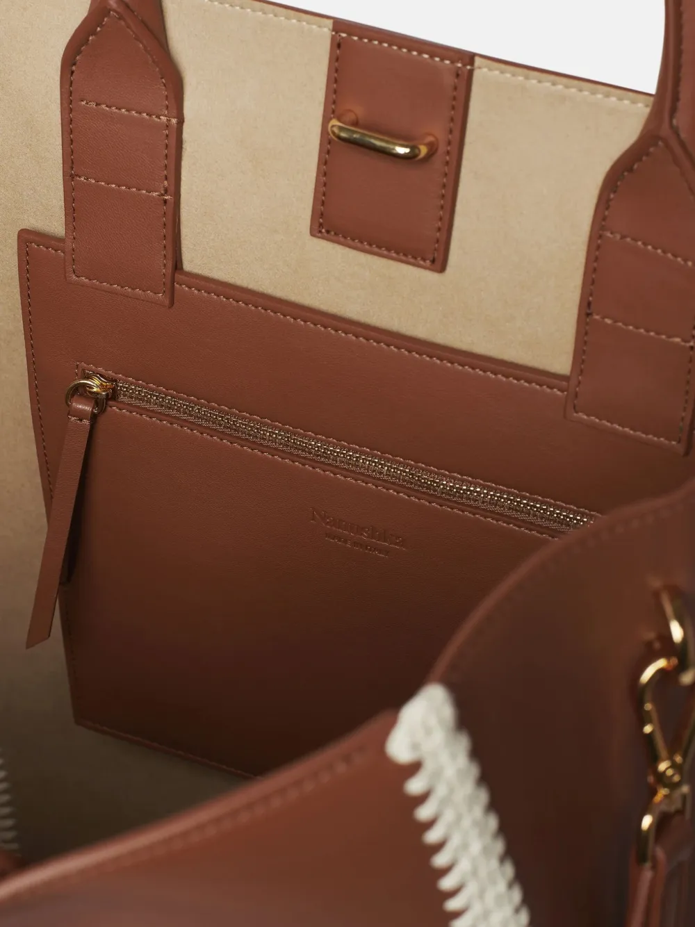 Nanushka The Compass Crochet-detail Tote Bag In Brown