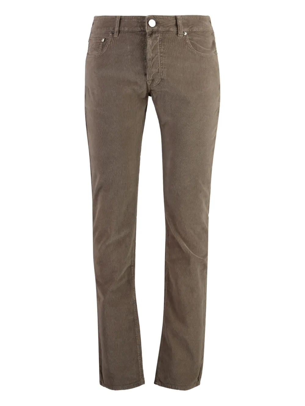 Moorer logo-patch corduroy straight-leg trousers Bruin