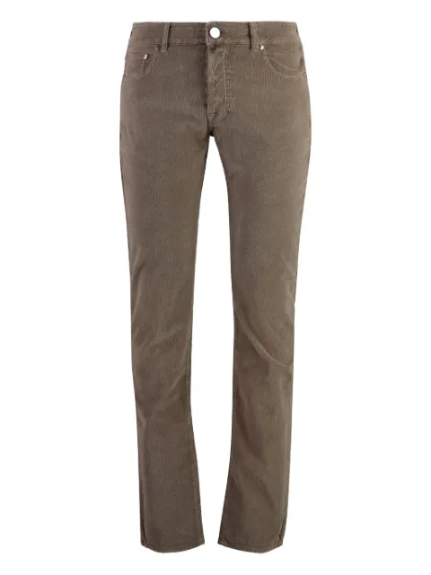 Moorer logo-patch corduroy straight-leg trousers