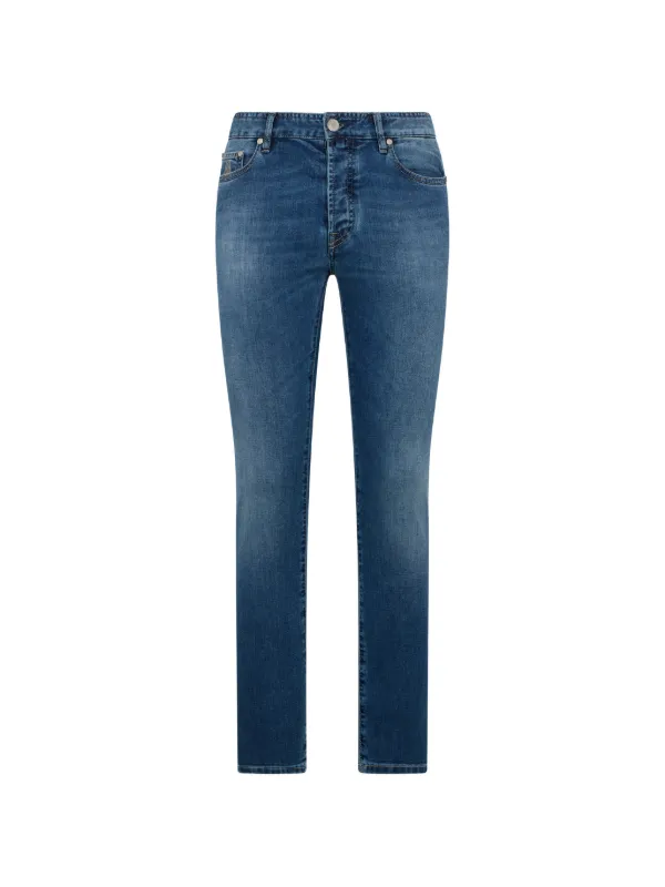 Moorer Five-pocket Denim Trousers in Blue